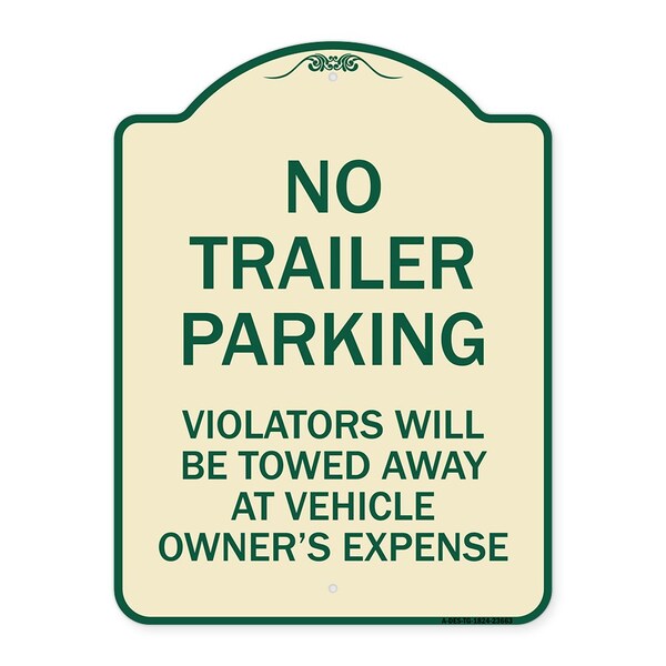 Signmission No Parking No Trailer Parking Violators Will Be Towed Away at Vehicle Owners Expense, TG-1824-23663 A-DES-TG-1824-23663 - main